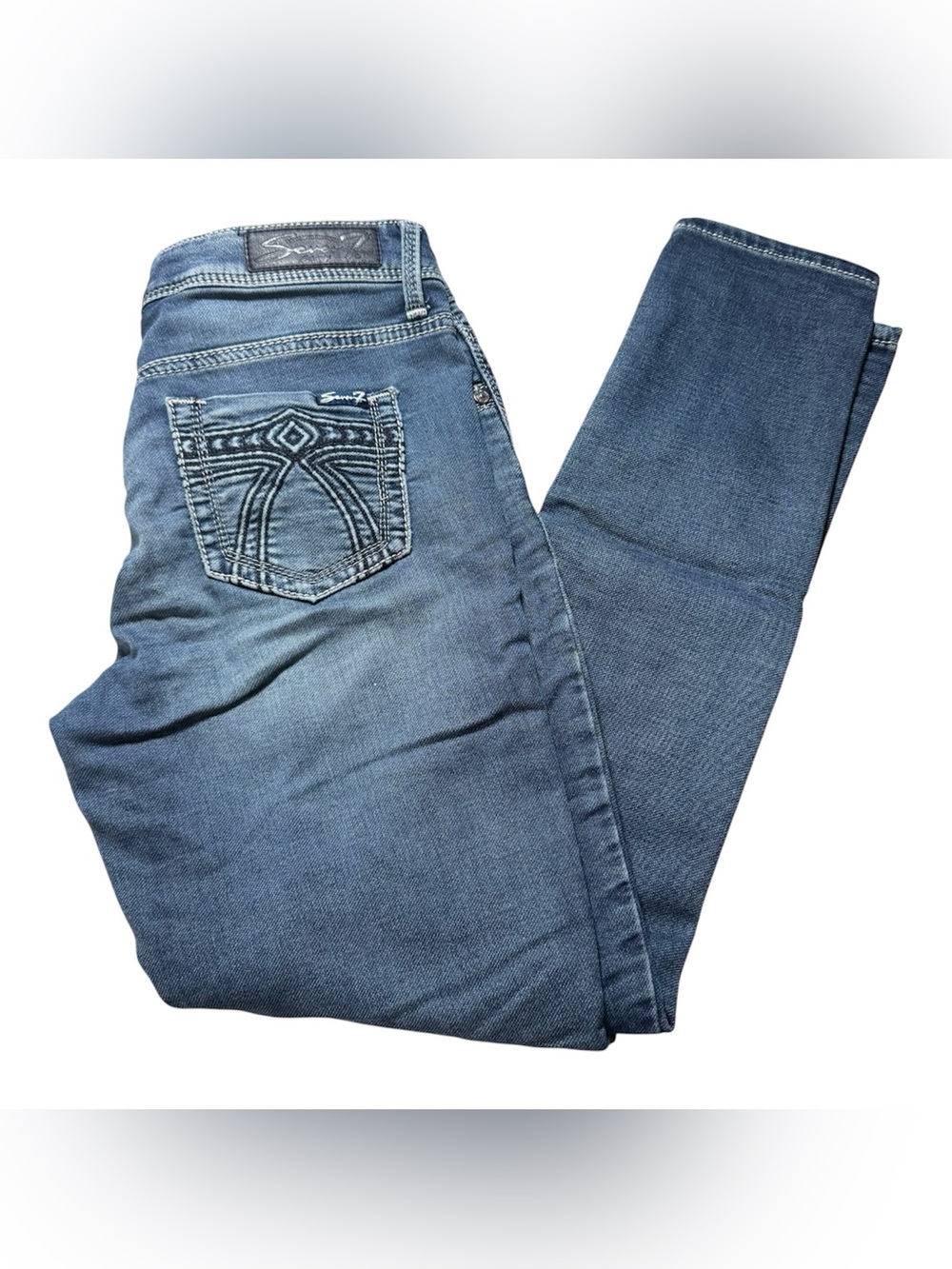 Seven 7 Jeans Blue Size 4 Skinny Easy Fit with pocket design